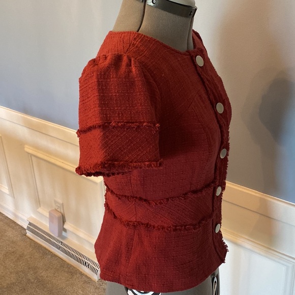 Mossimo Red-Orange-Rust Color Cute Fitted Jacket - Short Sleeves Size Small - Picture 7 of 10